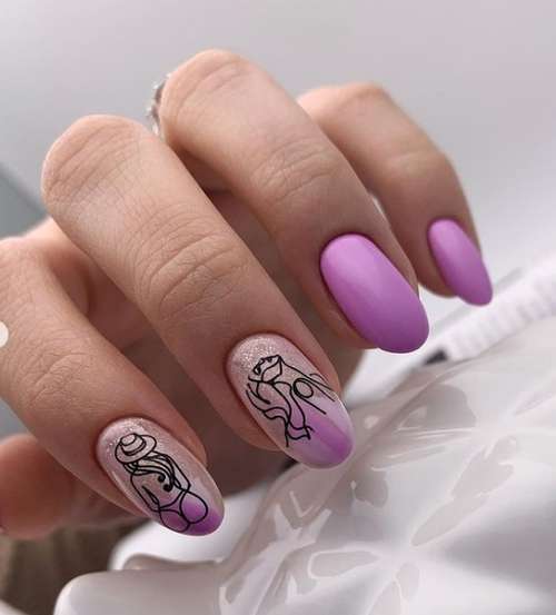 Lilac manicure in the photo