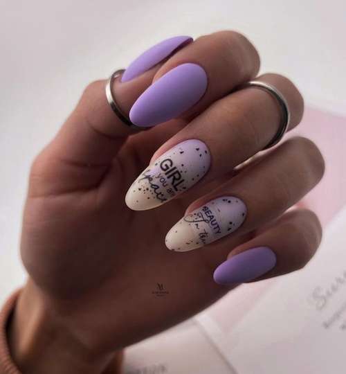 Lilac matte with sliders manicure