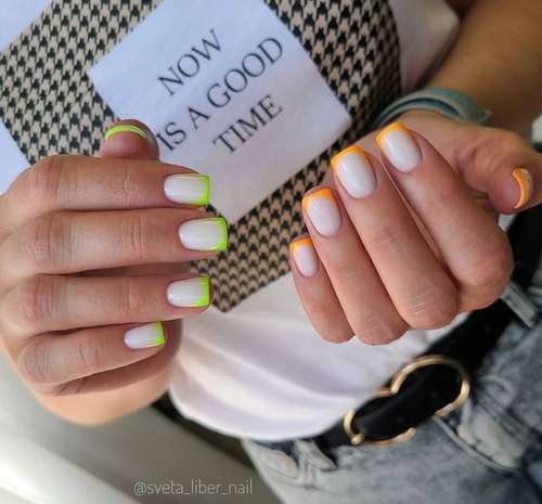 Veste colorée pour ongles courts: design photo 2021, tendances