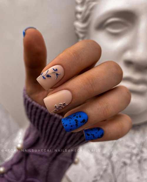 Matte blue manicure quail egg