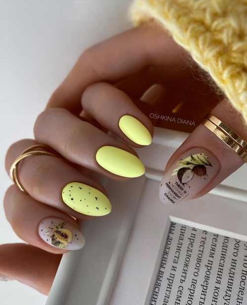 Yellow manicure Top manicure quail egg