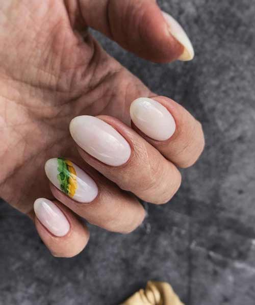 Nude nails with stains