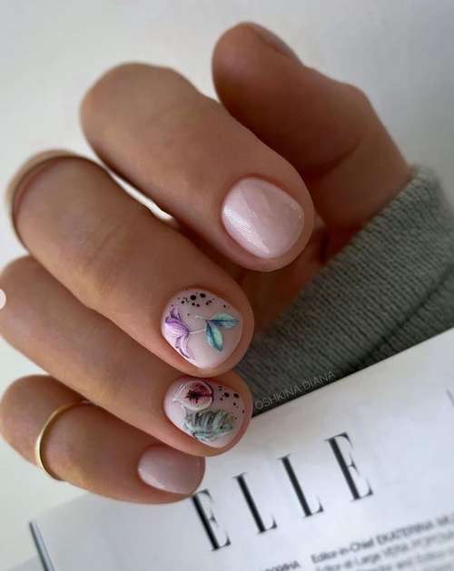 Multicolored butterflies on the nails