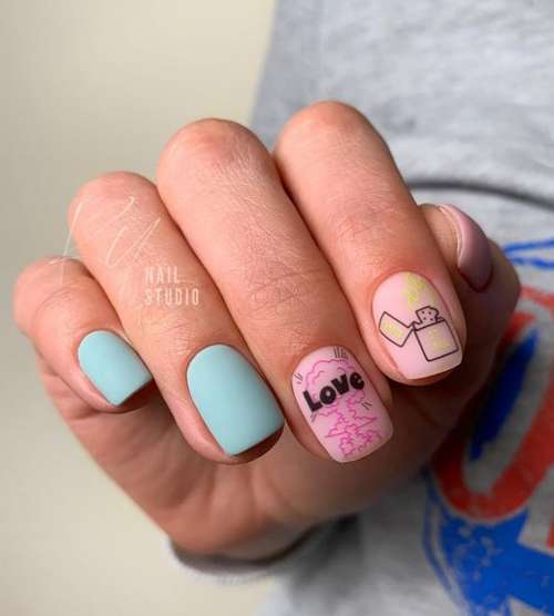 Manicure with a pattern for short nails: trends 2021, photos