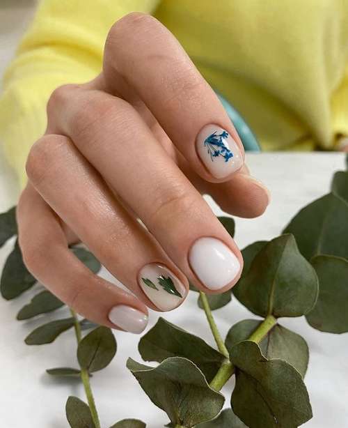 Manucure avec un motif pour les ongles courts: tendances 2021, photos