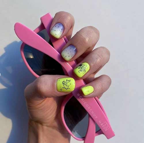 Neon milky gradient on nails