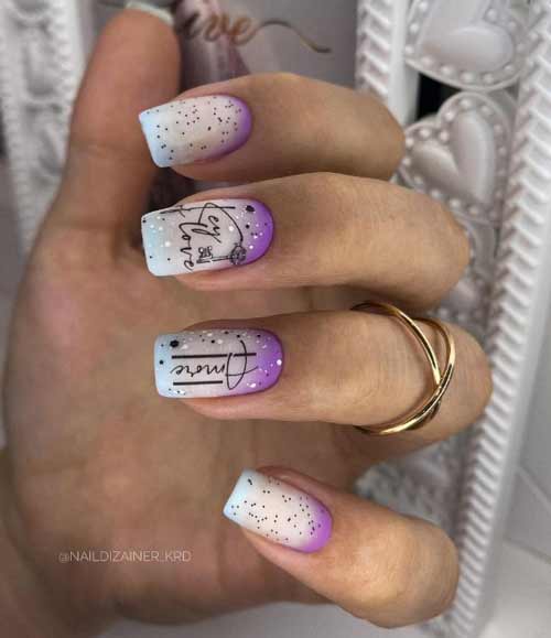 Multicolor milky gradient on nails