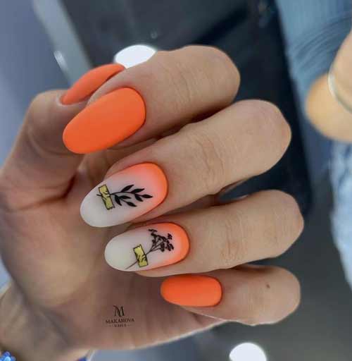 Orange-milk manicure