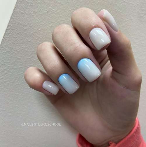 Milky gradient on nails: trendy manicure 2021, photo