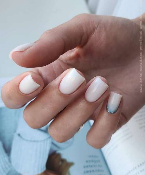 Milky gradient on nails: trendy manicure 2021, photo