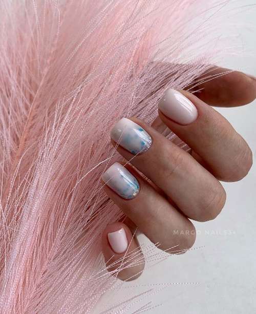 Milky gradient on nails: trendy manicure 2021, photo