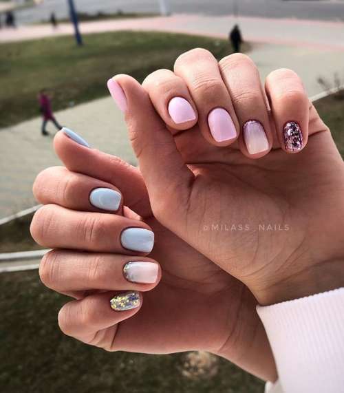 Milky gradient on nails: trendy manicure 2021, photo