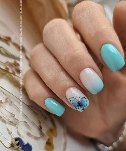 Milky gradient on nails: trendy manicure 2021, photo