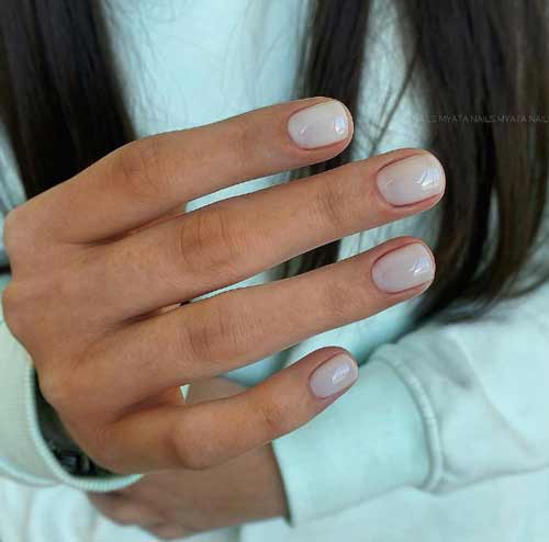 Milk manicure for short nails