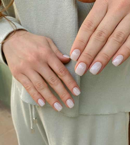 Milky nails without design