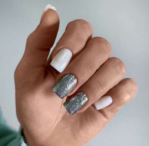 Milk glitter manicure