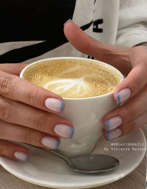 Milky French short nails