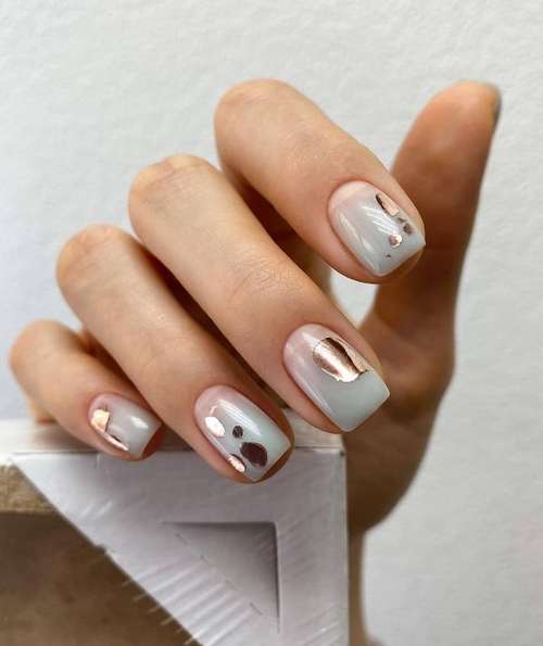 Semi-transparent manicure with decor