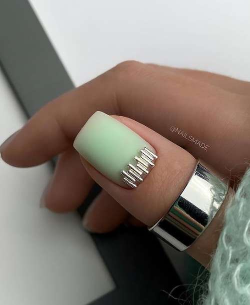 Translucent green manicure