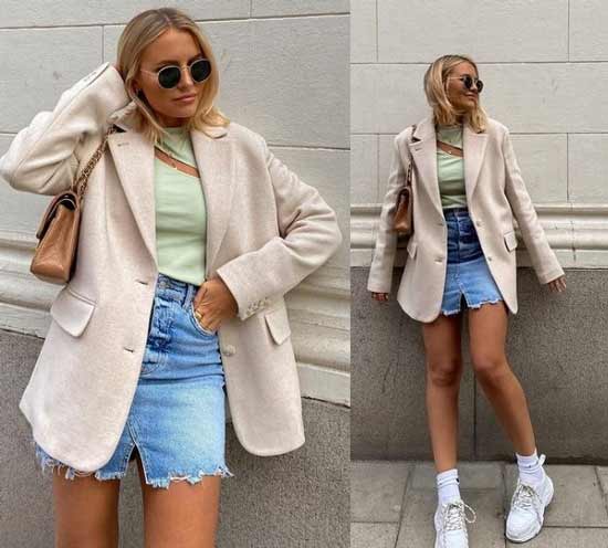 Denim mini skirts fashion looks