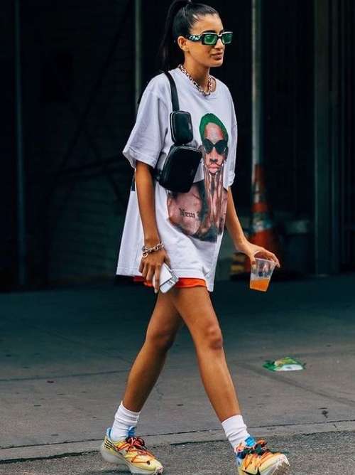 Shorts with a long t-shirt