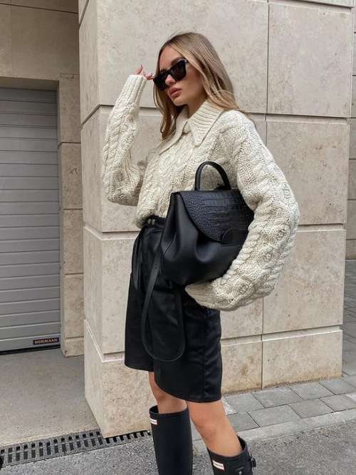 Look with shorts and sweater