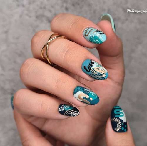 Turquoise manicure 2021-2022: a photo of new ideas, an overview of trends