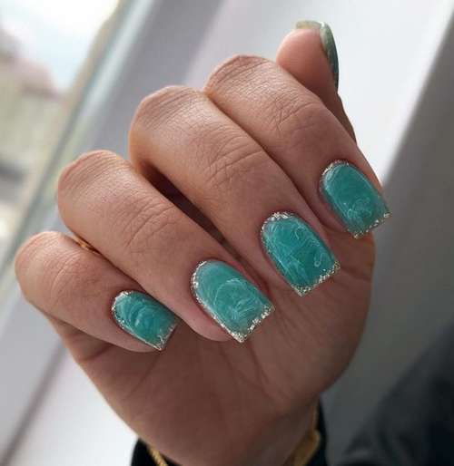 Turquoise marine manicure