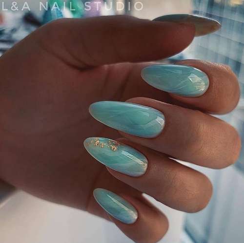 Turquoise manicure 2021-2022: a photo of new ideas, an overview of trends