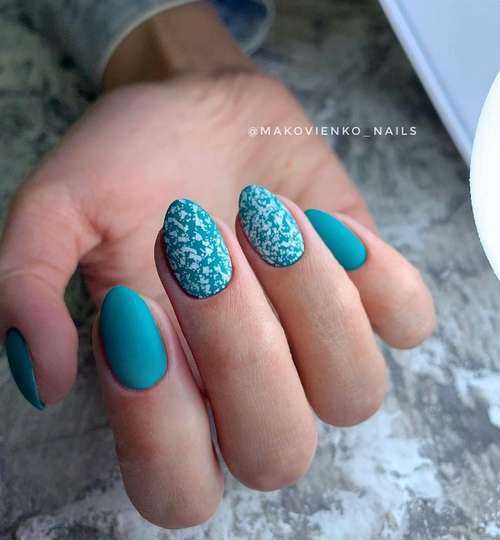 White specks on turquoise nails