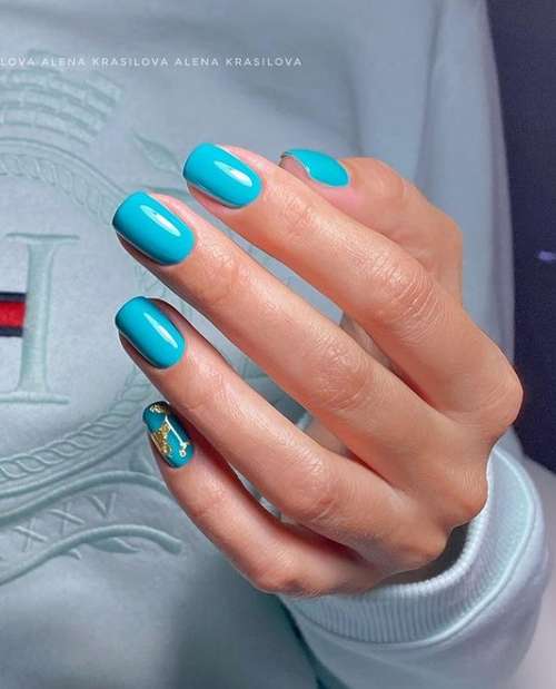 Turquoise manicure 2021-2022: a photo of new ideas, an overview of trends