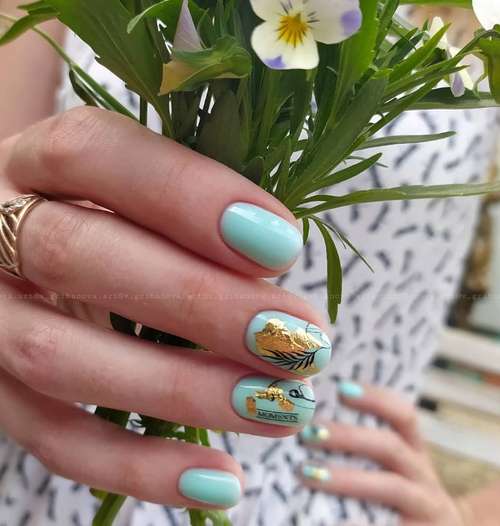 Turquoise manicure 2021-2022: a photo of new ideas, an overview of trends