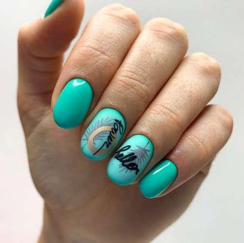 Turquoise manicure 2021-2022: a photo of new ideas, an overview of trends