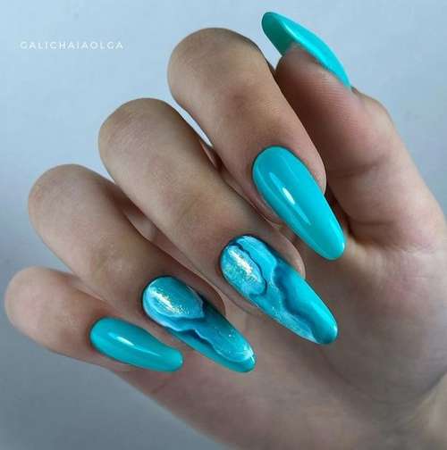 Turquoise manicure 2021-2022: a photo of new ideas, an overview of trends