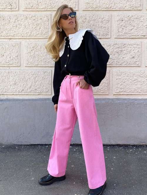 Fashionable pink jeans