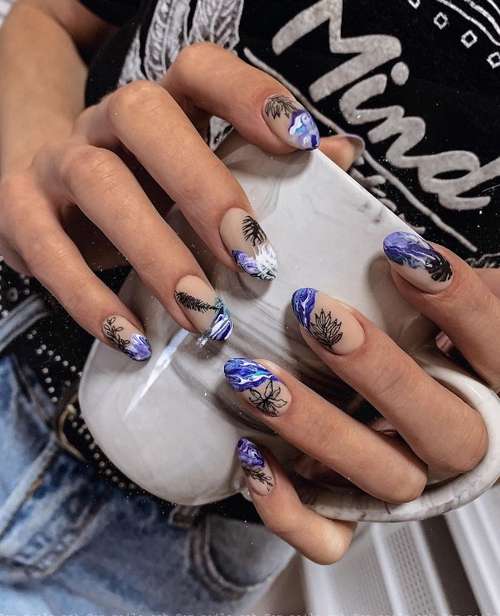 Marine manicure 2021: new nail designs at sea, photos