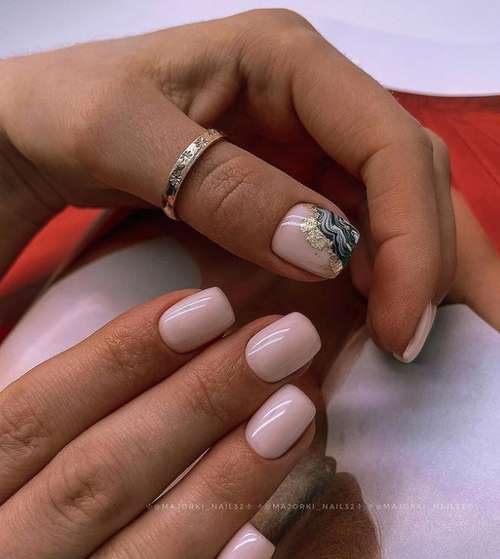 Marine manicure with decor