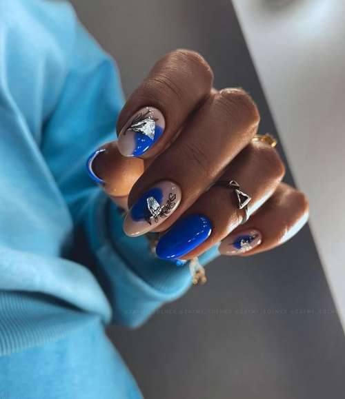 Blue nautical manicure