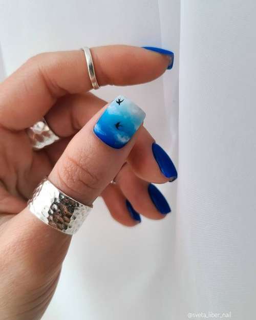 Marine manicure 2021: new nail designs at sea, photos