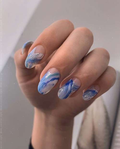 Marine manicure 2021: new nail designs at sea, photos