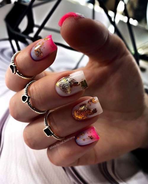 Ongles brillants avec décor