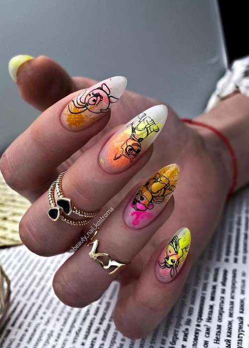 Bright long nails