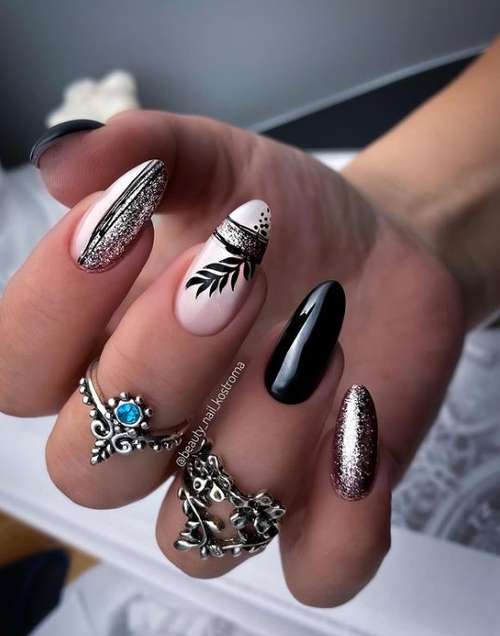 Manicure with leaves: design 2021-2022, new items in the photo