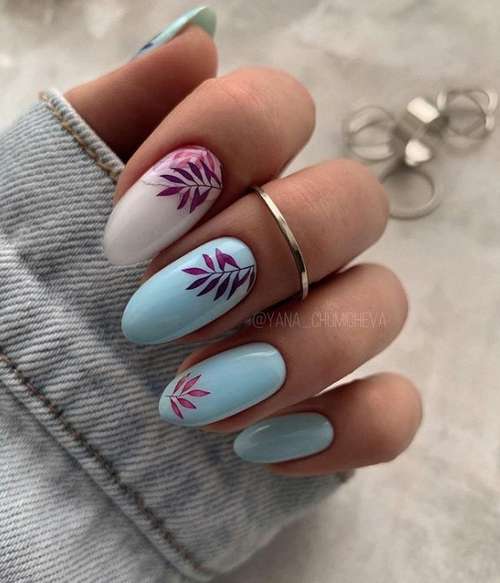 Manicure with leaves: design 2021-2022, new items in the photo