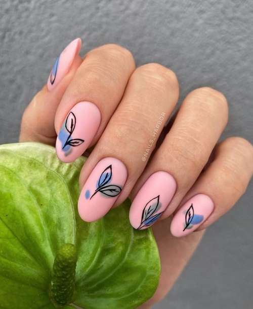 Manicure photo print leaves