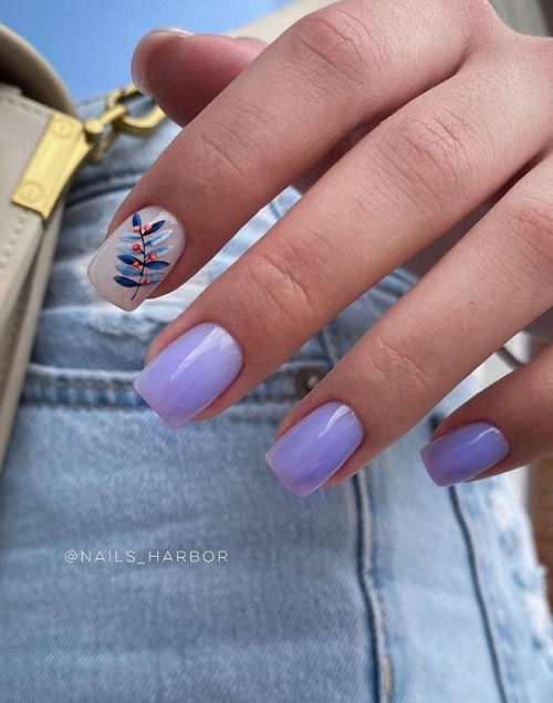 Spring manicure with leaves