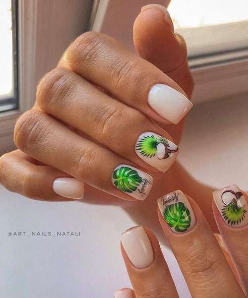 Manicure with leaves: design 2021-2022, new items in the photo