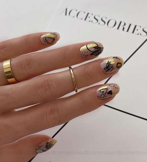 Manicure with gold 2021-2022: trendy design novelties