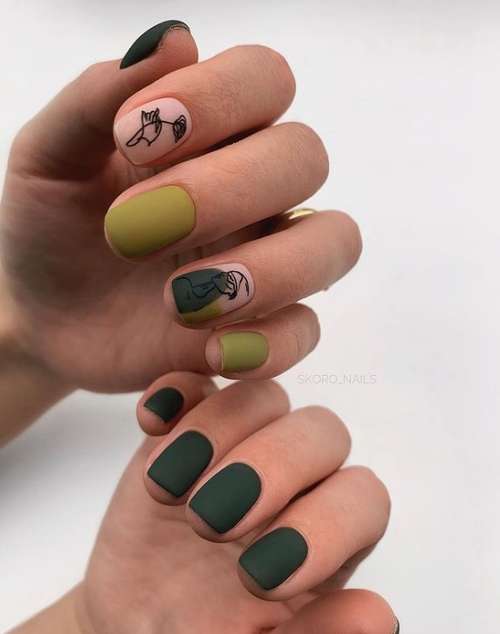 Dark green manicure 2021-2022: ideas, design, photos