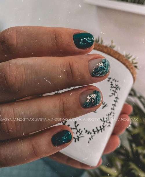 Dark green manicure 2021-2022: ideas, design, photos